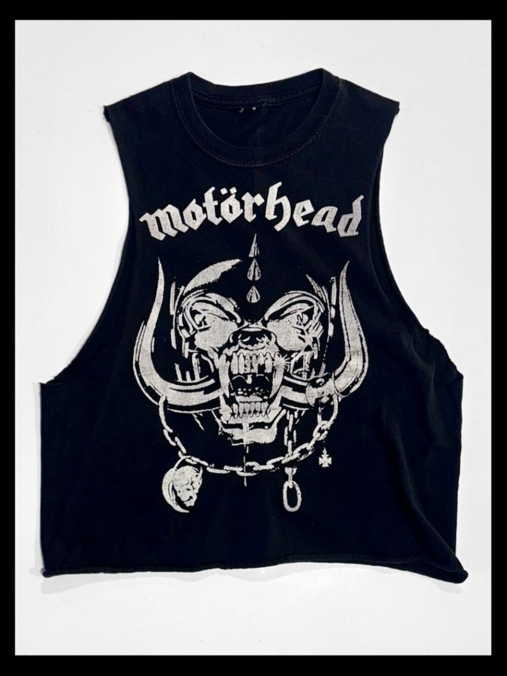 Motorhead Snaggletooth crop tank cut sleeves